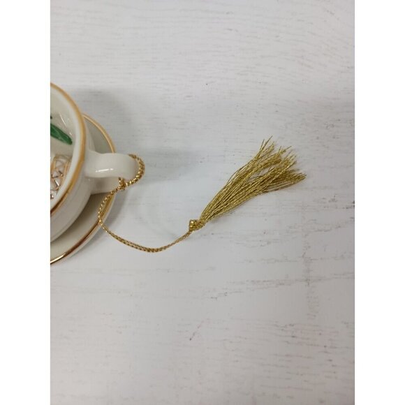 Vintage Mikasa Bear In Teacup Porcelain Christmas Tree Ornament Decoration - Picture 4 of 12